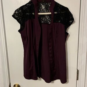Express Elegant Black and Purple Lace Women's Top